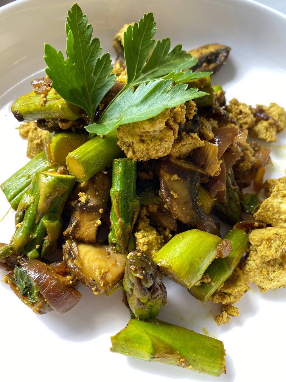Roertofoe met Paddenstoelen en Groene Asperges